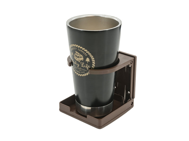 Folding Cup Holder with Adjustable Ratcheting Arms