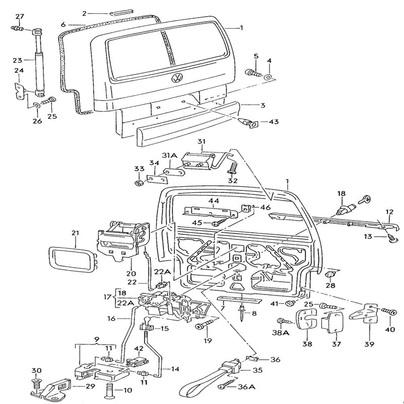 Hinge, Handle, and Latch - Rear Hatch - 