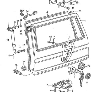 Hatch Seal, Struts, and Lock - Rear