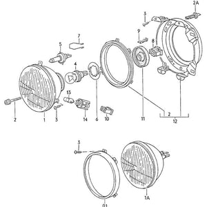 Headlights (Round) - Lens, Bulbs, and Brackets