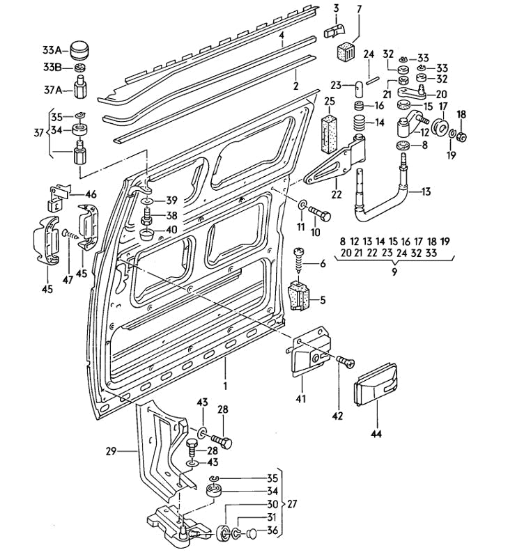 Sliding Door Hinge, Roller, & Bearings [LATE]