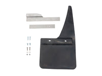 Thumbnail of Black mud flap with mounting hardware on a white background