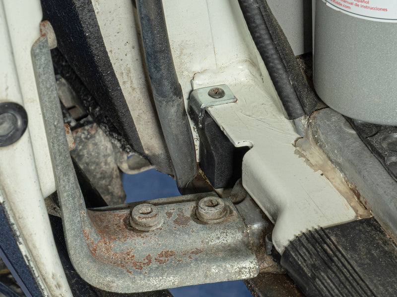 Close-up of sliding door stop installed in van