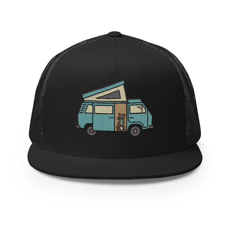 Dog in Van Trucker Cap