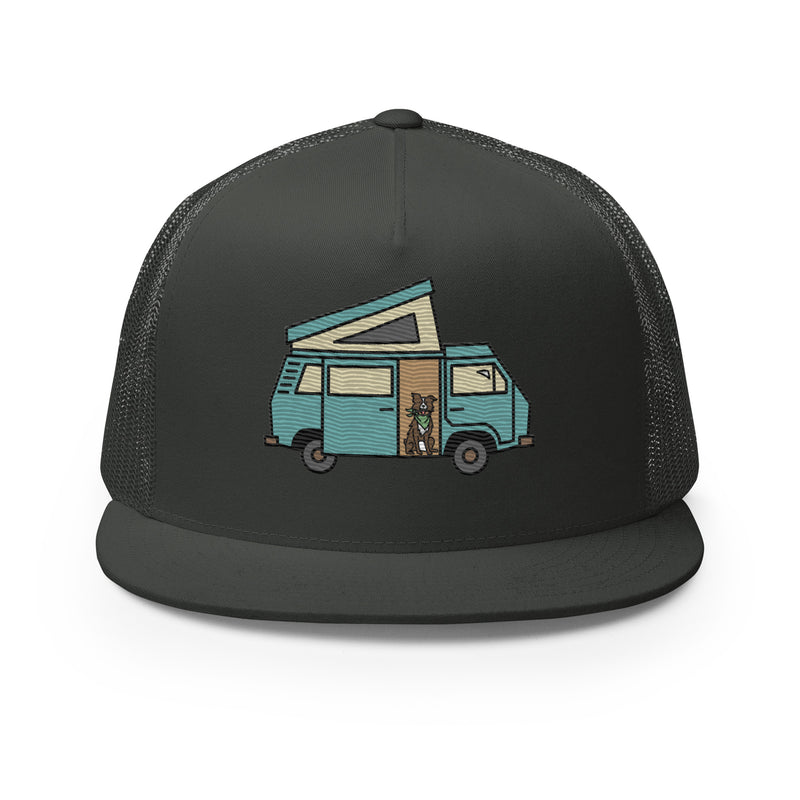 Dog in Van Trucker Cap