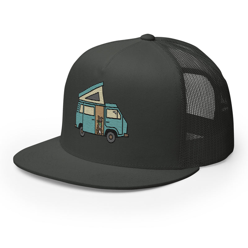 Dog in Van Trucker Cap