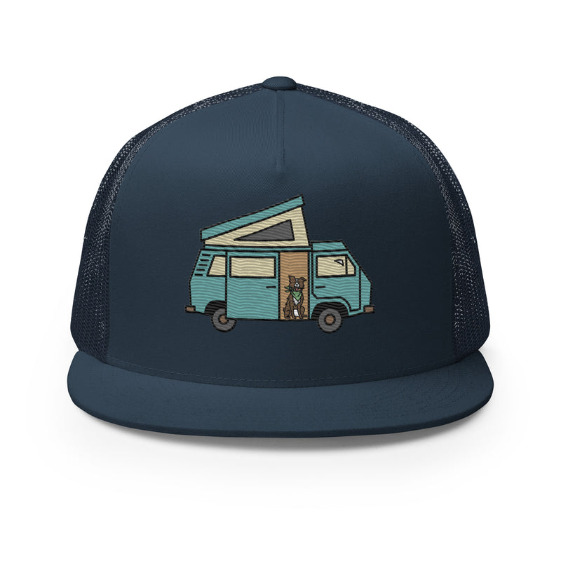 Dog in Van Trucker Cap