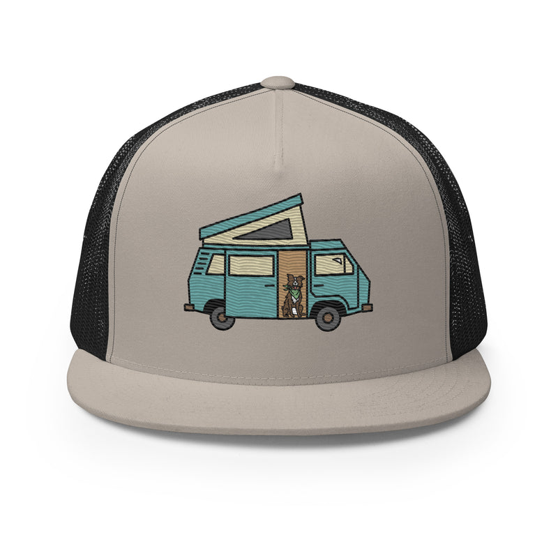 Dog in Van Trucker Cap