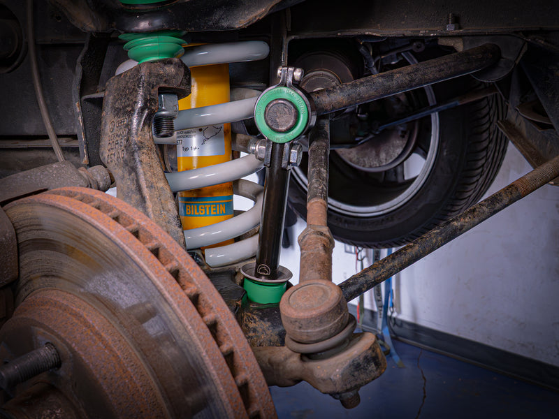 install of new gowesty sway bar end link and durogreen bushing on a 2wd vanagon