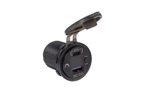 Charger Socket & Voltmeter (PD USB-C & QC 3.0)