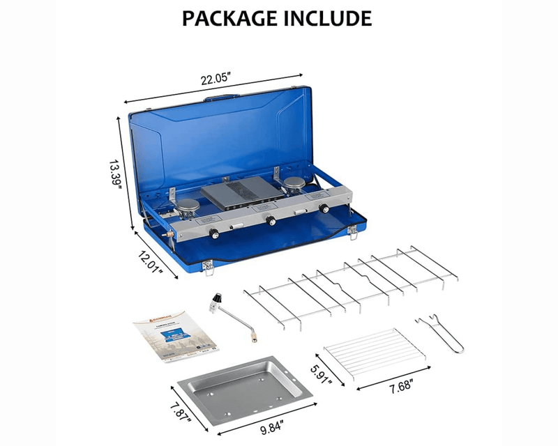 Propane Camping Stove 2 Burners & 1 Grill