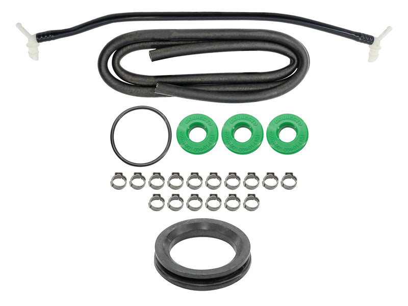 Various fuel replacement components on white background 