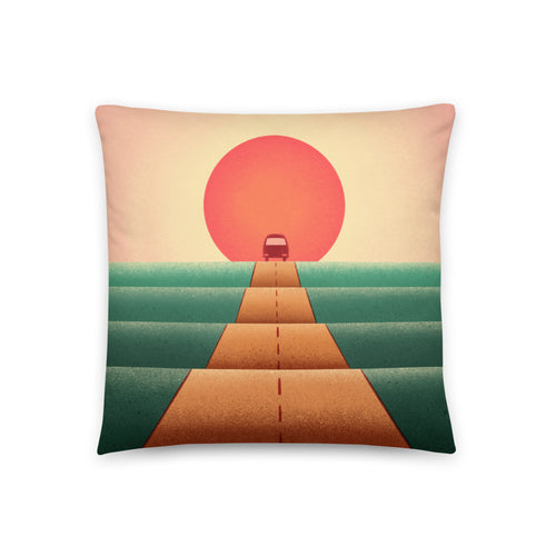 Coussin décoratif sur la route du coucher du soleil