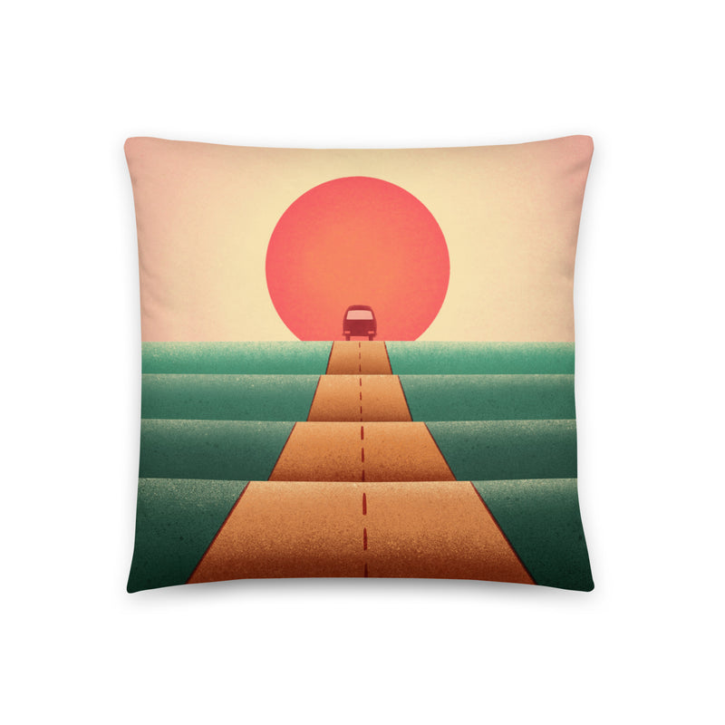 Coussin décoratif sur la route du coucher du soleil