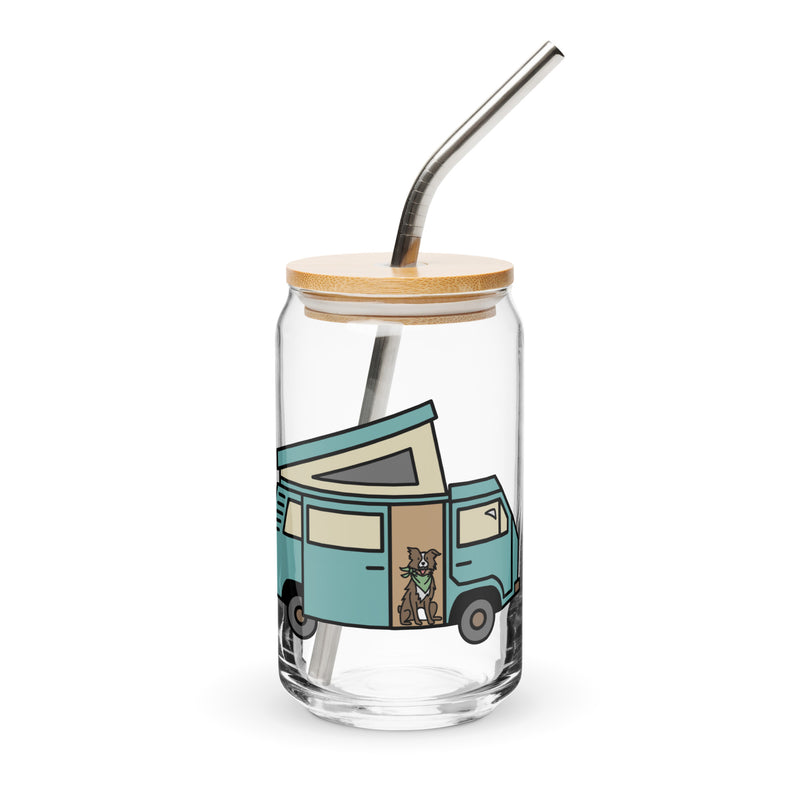 Dog in Van Can-Shaped Pint Glass