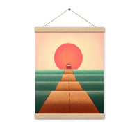 Thumbnail of Affiche suspendue sur la route du coucher du soleil