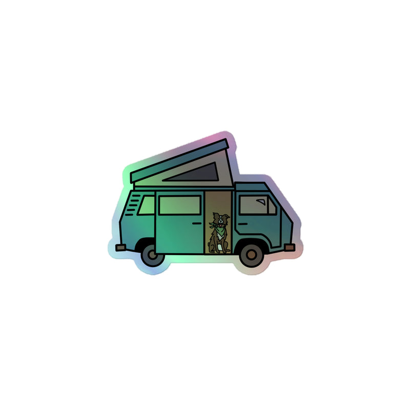 Dog in Van Holographic Sticker