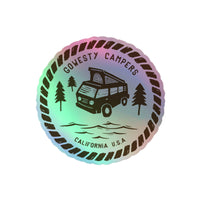 Thumbnail of Woodcut Westy Life Brown Holographic Sticker