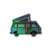 Thumbnail of Dog in Van Holographic Sticker