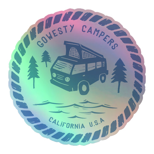 Woodcut Westy Life Blue Holographic Sticker