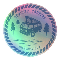 Thumbnail of Woodcut Westy Life Blue Holographic Sticker