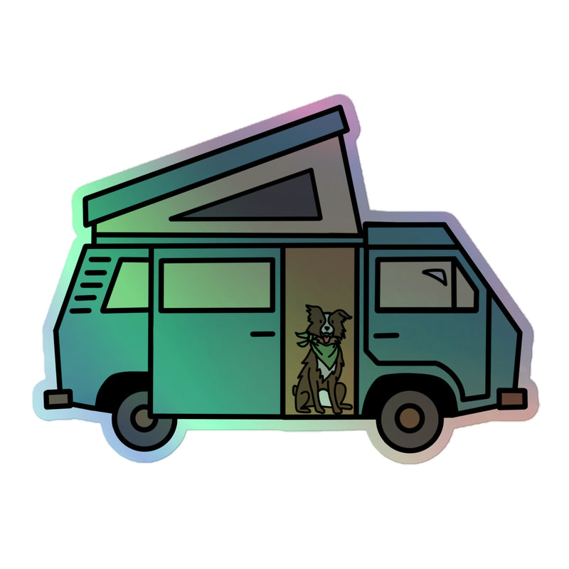 Dog in Van Holographic Sticker