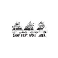 Thumbnail of Camp First, Work Later Sticker