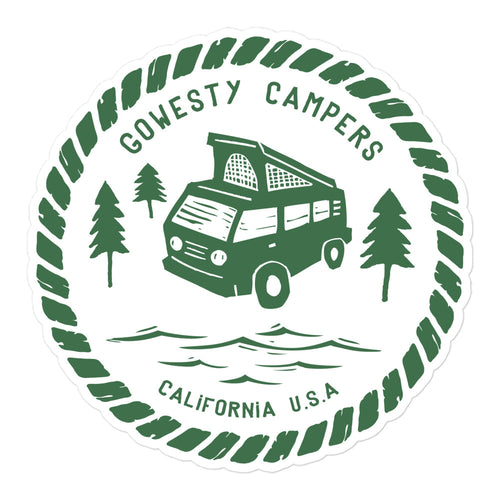 Woodcut Westy Life Green Sticker