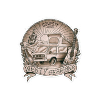 Thumbnail of Westy Sessions sticker featuring vanagon, microphone, banjo, and guitar.