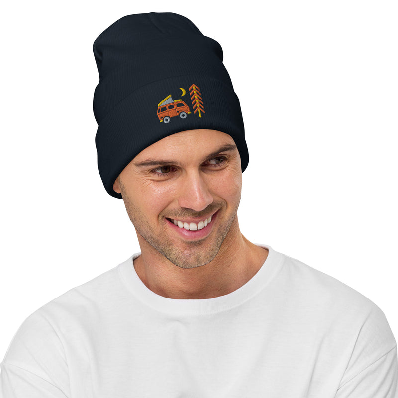 Go Outside Van & Moon Embroidered Beanie