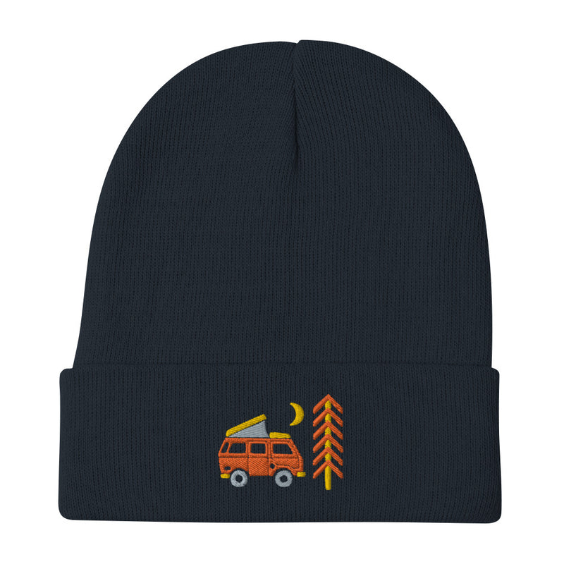 Go Outside Van & Moon Embroidered Beanie