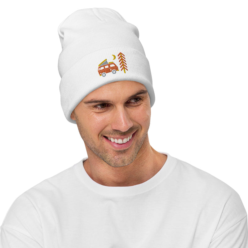 Go Outside Van & Moon Embroidered Beanie