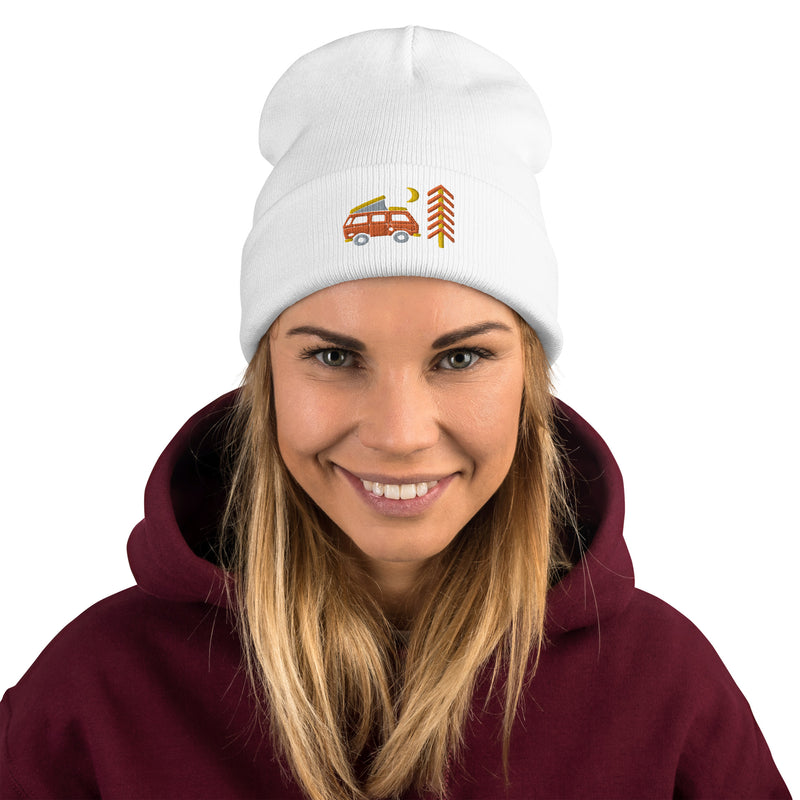 Go Outside Van & Moon Embroidered Beanie