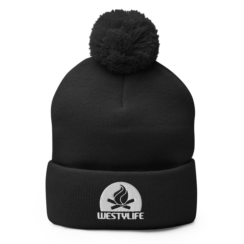 Westy Life Camp Fire Embroidered Pom-Pom Beanie