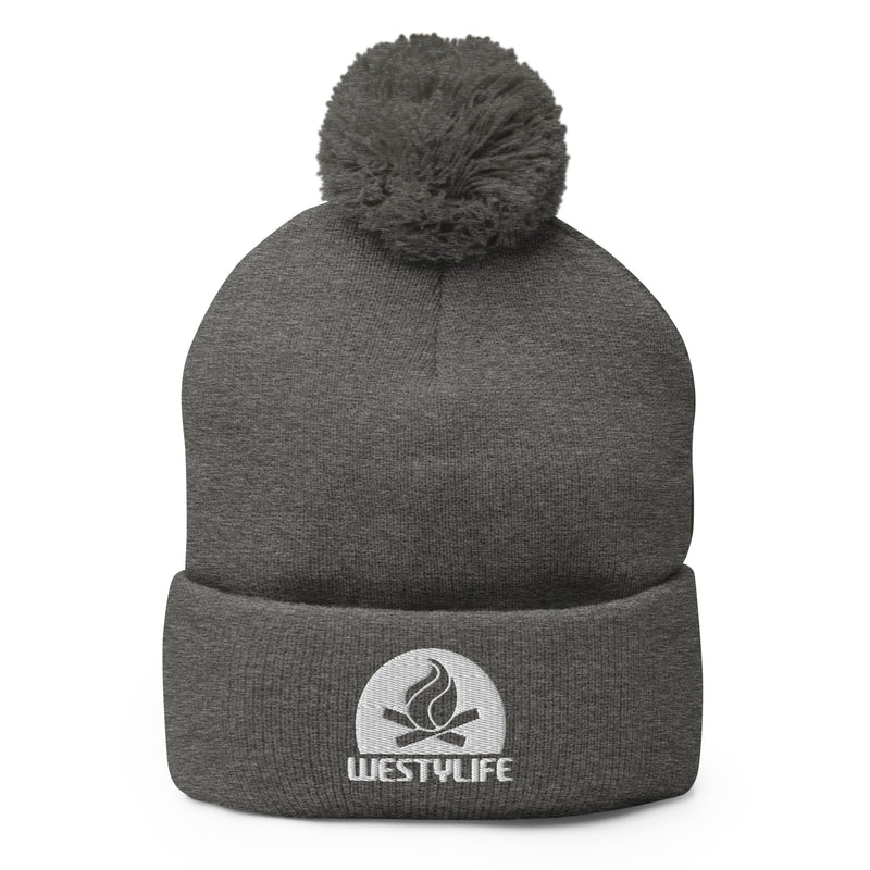 Westy Life Camp Fire Embroidered Pom-Pom Beanie