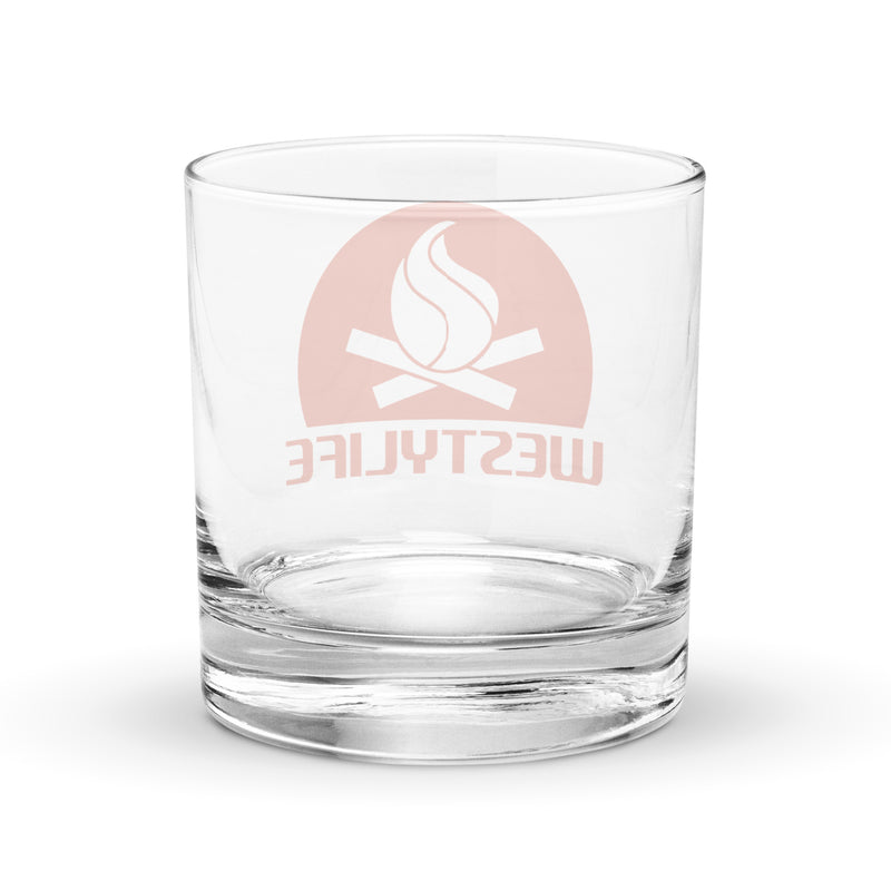 Westy Life Camp Fire Icon Rocks Glass