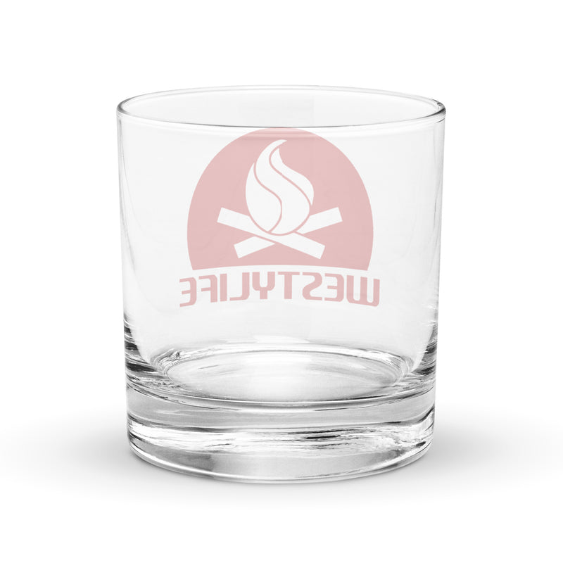 Westy Life Camp Fire Icon Rocks Glass