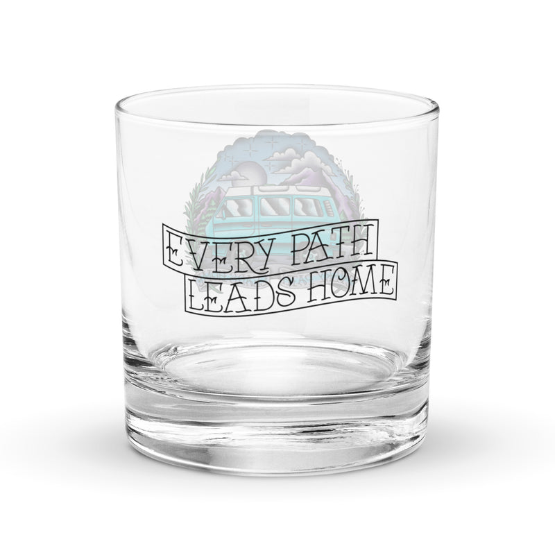 Every Path Leads Home Rocks Glass