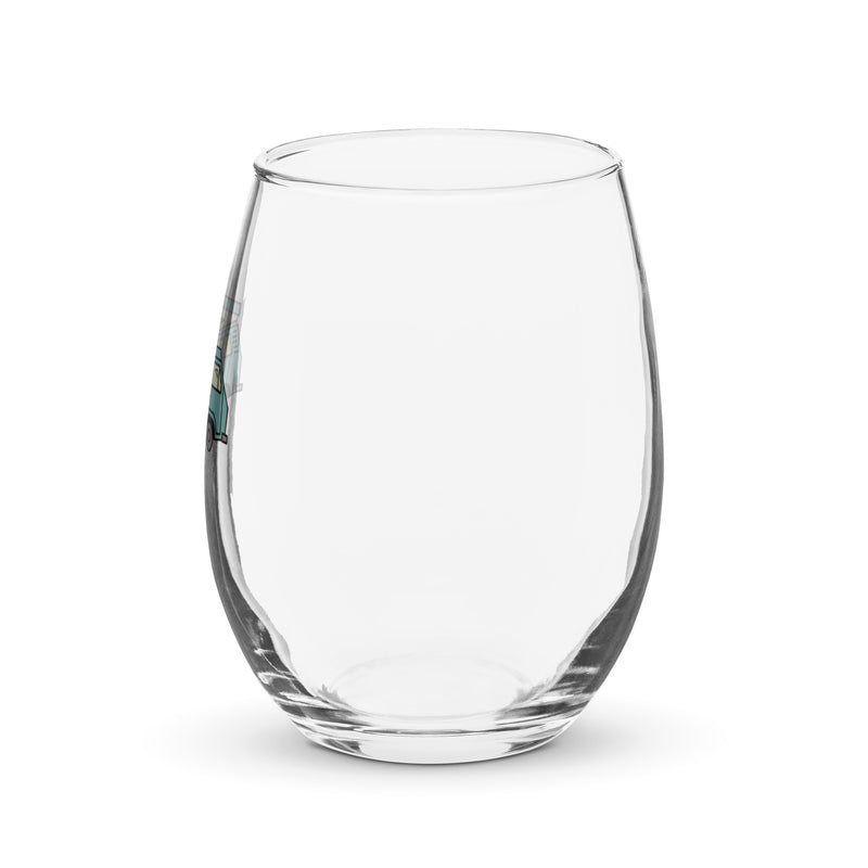 Dog in Van Stemless Wine Glass