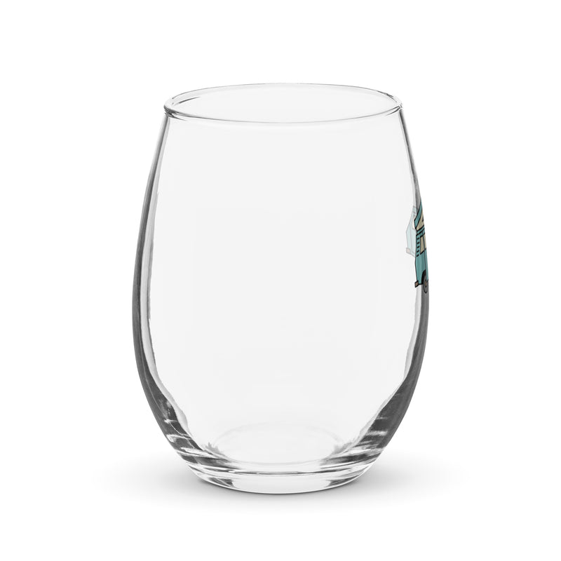 Dog in Van Stemless Wine Glass