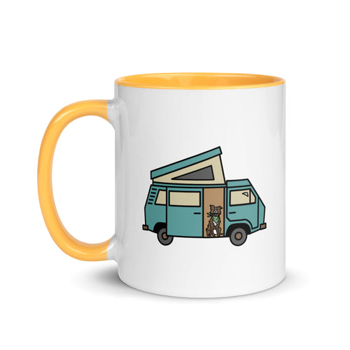 Dog in Van Mug with Color Inside