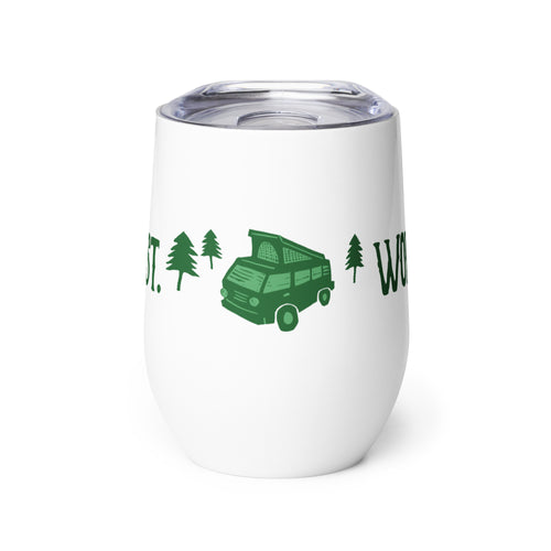 Camp First, Work Later Wine Tumbler