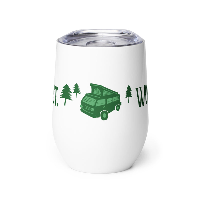 Camp First, Work Later Wine Tumbler