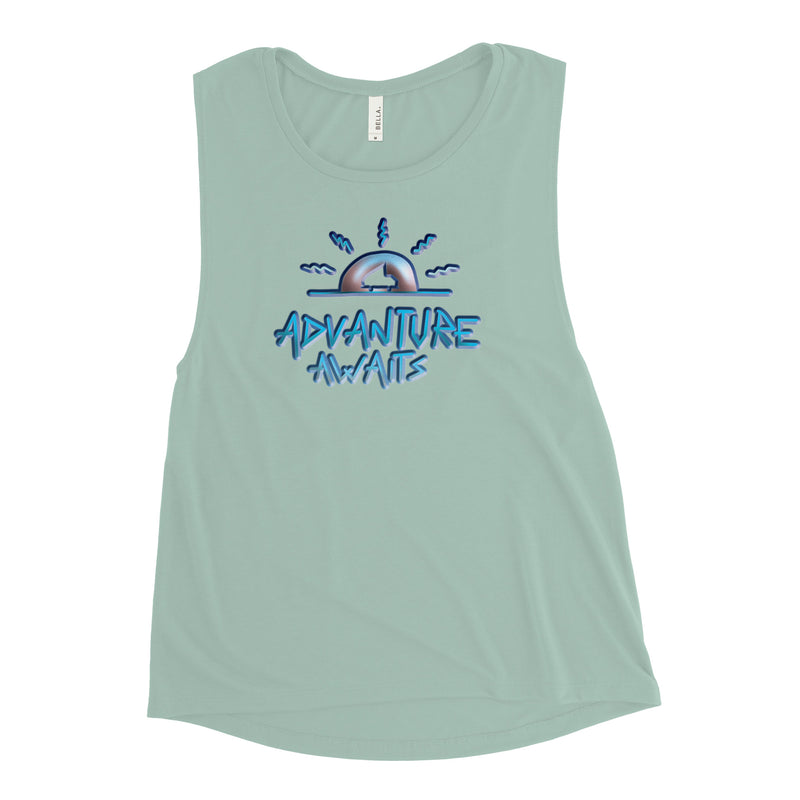 Advanture Awaits Womens Muscle Tank