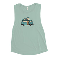 Thumbnail of Dog in Van Women's Muscle Tank Top