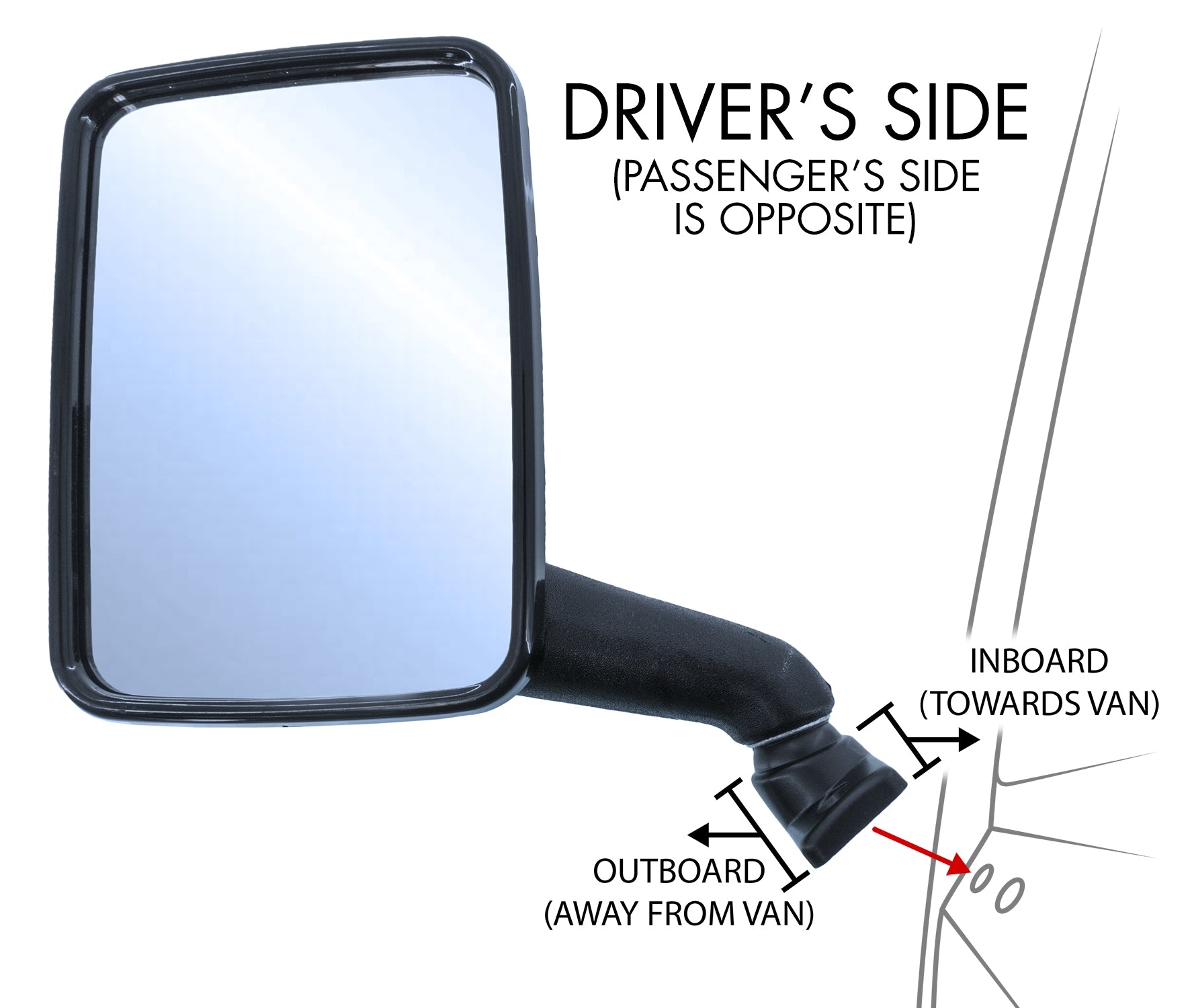 VW T4 Manual Wing Mirror Glass - Offside - Vee Dub